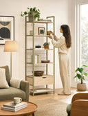 Estantería AMARA de 60 cm con cajón, en verde, en un ambiente