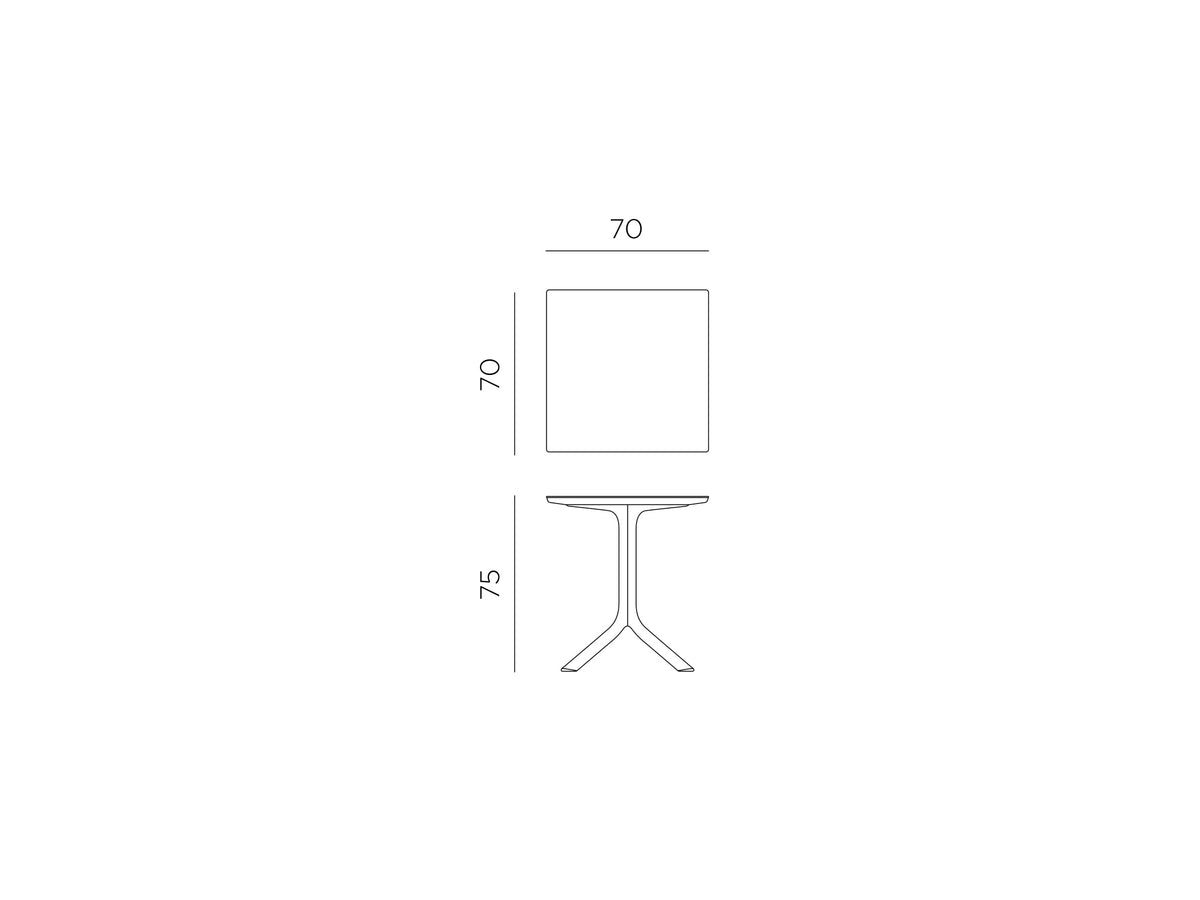 Croquis de medidas de Mesa Clip Mat 70