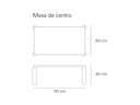 Croquis de medidas — Mesa de centro ATLAS: 110 cm de ancho × 60 cm de fondo × 40 cm de alto