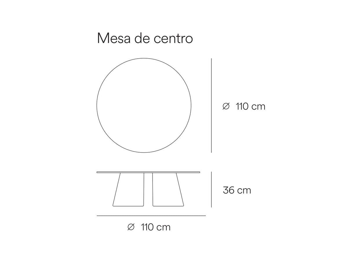 Croquis de medidas de Mesa de centro redonda CEP de 110 cm – Teulat