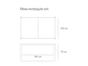 Croquis de medidas — Mesa rectangular ext. ATLAS: De 160 a 200 cm de ancho (extensible) × 100 cm de fondo × 75 cm de alto