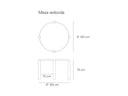 Croquis de medidas — Mesa redonda ATLAS: 120 cm de diámetro × 75 cm de alto