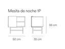 Croquis de medidas — Mesita de noche Nube: 50 cm de ancho × 35 cm de fondo × 56 cm de alto