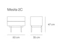 Croquis de medidas — Mesita 2C OTTO: 50 cm de ancho × 35 cm de fondo × 47 cm de alto
