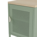 Mesita de noche SAYLA con 1 puerta, en verde menta, detalle de la puerta y el tirador