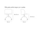 Croquis de medidas — Silla de escritorio MOGI: 59 × 53 × 80-87 cm, asiento de 47 a 54 cm