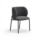 Silla tapizada MOGI con patas negras, en gris oscuro, vista en tres cuartos – Teulat
