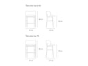 Croquis de medidas — Taburete MOGI: 47 × 47 cm, asiento a 63 cm (85 de alto) o a 73 cm (95 de alto)