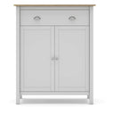 Mueble auxiliar alto MUSGO de 90 cm con 2 puertas y 1 cajón, en blanco, vista frontal
