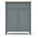 Mueble auxiliar alto MUSGO de 90 cm con 2 puertas y 1 cajón, en verde kaki, vista frontal