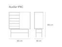 Croquis de medidas — Auxiliar 1P4C NUBE: 120 cm de ancho × 45 cm de fondo × 140 cm de alto