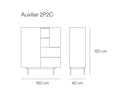 Croquis de medidas — Auxiliar 2P2C OTTO: 100 cm de ancho × 40 cm de fondo × 120 cm de alto