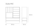 Croquis de medidas — Auxiliar 1P5C PLATT: 120 cm de ancho × 45 cm de fondo × 140 cm de alto