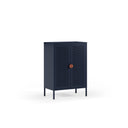 Mueble auxiliar SAYLA de 70 cm con 2 puertas, en azul oscuro, vista en tres cuartos