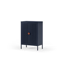 Mueble auxiliar SAYLA de 70 cm con 2 puertas, en azul oscuro, vista lateral