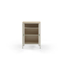 Mueble auxiliar SAYLA de 70 cm con 2 puertas, en crema, con las puertas abiertas