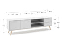 Croquis de medidas — Mueble TV 2P2C2H CAMPUS: 180 cm de ancho × 40 cm de fondo × 53 cm de alto