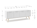 Croquis de medidas — Mueble TV 4P CAMPUS: 140 cm de ancho × 40 cm de fondo × 53 cm de alto