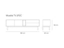 Croquis de medidas — Mueble TV 2P2C CORVO: 180 cm de ancho × 40 cm de fondo × 56 cm de alto