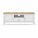 Mueble TV MUSGO de 158 cm con 2 puertas, 1 cajón y 1 hueco, en blanco, vista frontal