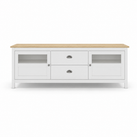 Mueble TV MUSGO de 180 cm con 2 puertas de cristal y 2 cajones