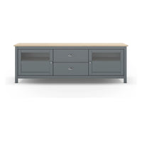 Mueble TV MUSGO de 180 cm con 2 puertas de cristal y 2 cajones