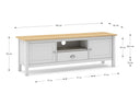 Croquis de medidas — Mueble TV 2P1C1H MUSGO: 158 cm de ancho × 40 cm de fondo × 53 cm de alto
