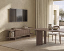 Mueble TV NIMES de 180 cm con puerta abatible, en nogal, en un salón comedor