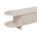 Mueble TV NIMES de 180 cm con puerta abatible, en color piedra, detalle del extremo redondeado