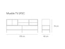 Croquis de medidas — Mueble TV 2P2C PLATT: 178 cm de ancho × 45 cm de fondo × 74 cm de alto