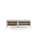 Mueble TV SAYLA de 160 cm con 2 puertas, en crema, con las puertas abiertas