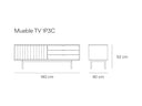 Croquis de medidas — Mueble TV 1P3C SIERRA: 140 cm de ancho × 40 cm de fondo × 52 cm de alto