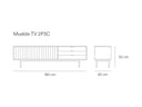 Croquis de medidas — Mueble TV 2P3C SIERRA: 180 cm de ancho × 40 cm de fondo × 52 cm de alto