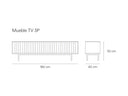 Croquis de medidas — Mueble TV 3P SIERRA: 180 cm de ancho × 40 cm de fondo × 52 cm de alto