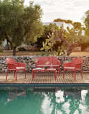 Mesa auxiliar Net 100 en coral con sofá y sillones Net – Nardi