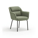 Silla SADIRA con brazos, en verde grisáceo, vista en tres cuartos – Teulat