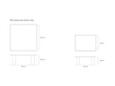 Croquis de medidas — Set mesas NEST: Mesa grande: 80 × 80 × 30 cm. Mesa pequeña: 65 × 52 × 22 cm