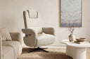 Sillón relax eléctrico SATOMI giratorio con USB-C, en beige, en un salón