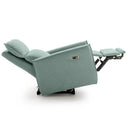 Sillón relax SOUL con posición cardio y doble reposapiés, en verde agua, abierto del todo con el segundo reposapiés desplegado