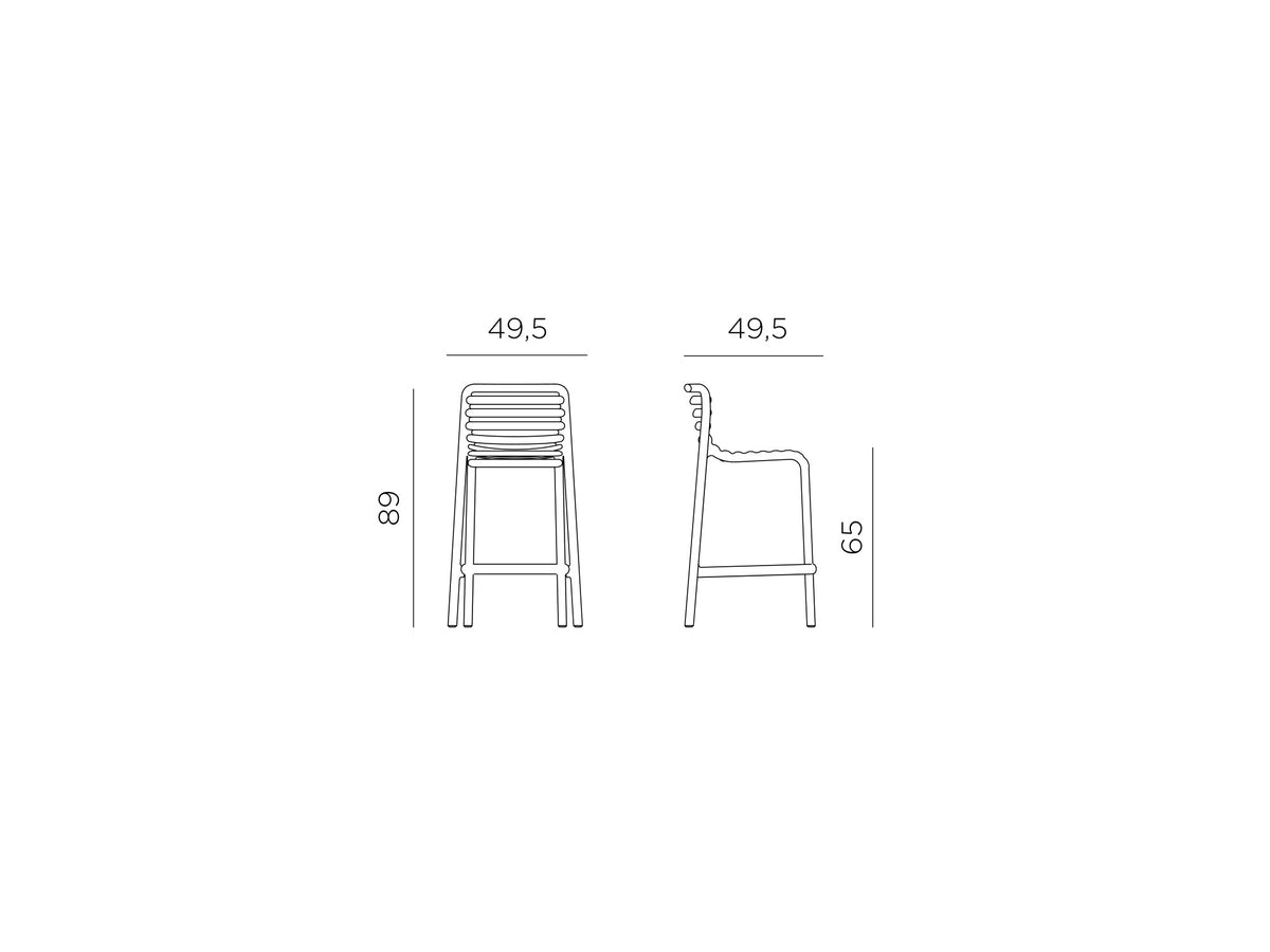 Croquis de medidas de Taburete Doga Mini