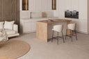 Taburete RAY Bajo, en beige, en una cocina