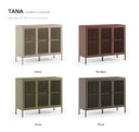 Muestrario TANA: aparador de 120 cm con 3 puertas en arena, burdeos, verde y moca