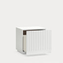 Mesita de noche DORIC de 52 cm con 1 cajón, en blanco y crema – Teulat