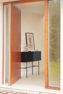 Consola NUBE de 110 cm con 1 puerta corredera y 2 cajones, en negro y gris antracita – Teulat
