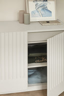 Cómoda DORIC de 100 cm con 2 puertas y 2 cajones, en blanco y crema – Teulat