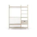 Vestidor abierto AMARA de 140 cm con cajón, en crema, vista de frente