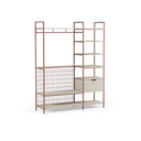 Vestidor abierto AMARA de 140 cm con cajón, en terracota, vista en tres cuartos