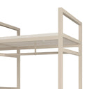 Vestidor abierto AMARA de 140 cm, en crema, detalle de la balda y la estructura