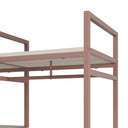 Vestidor abierto AMARA de 140 cm, en terracota, detalle de la balda y la estructura