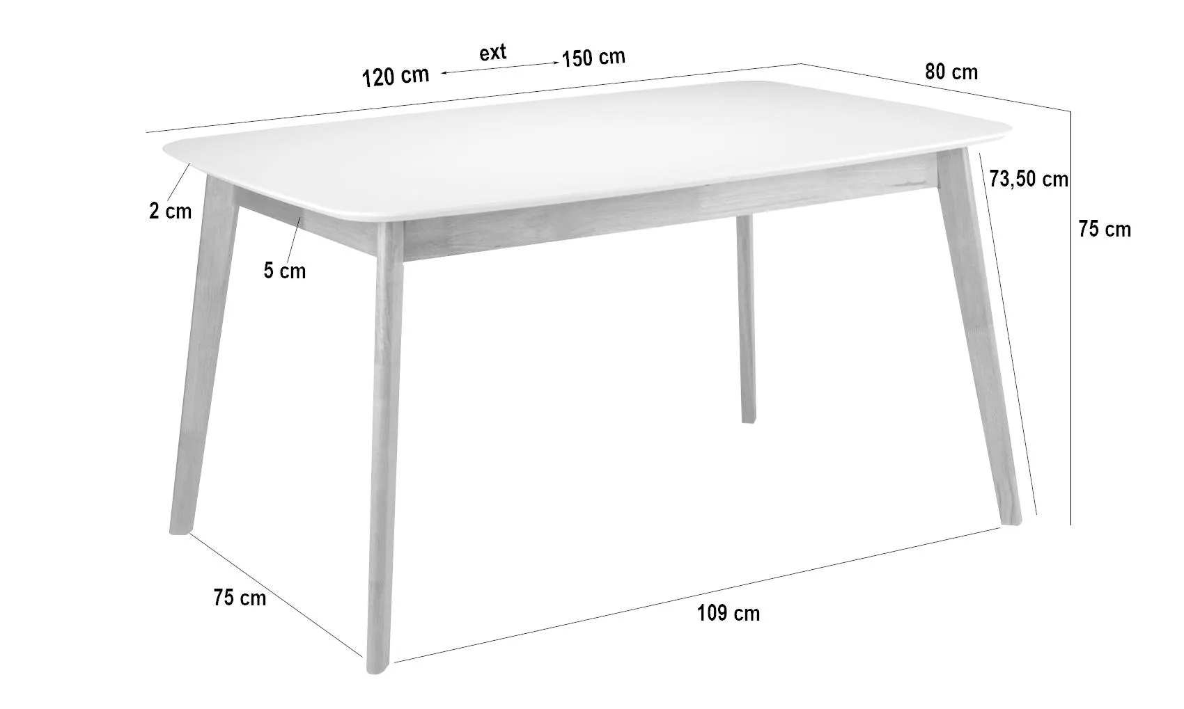 Medidas mesa extensible Enma